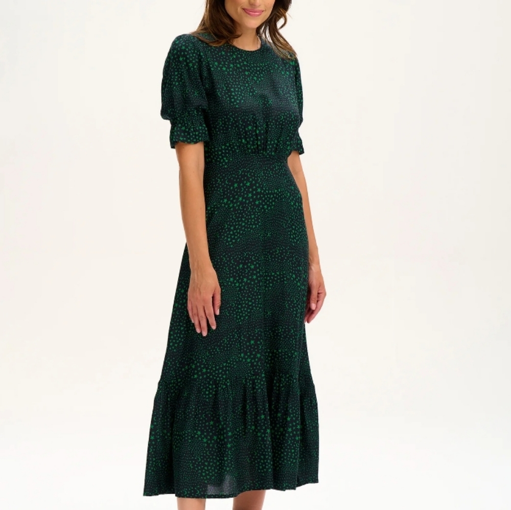 Elegant Green Polka Dot Dress